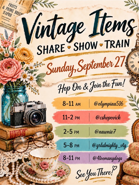 Other - @cshopovick CAROLYN’S VINTAGE SHARE SHOW TRAIN!! 🚂 Sunday 9/27 11am-2 EST
